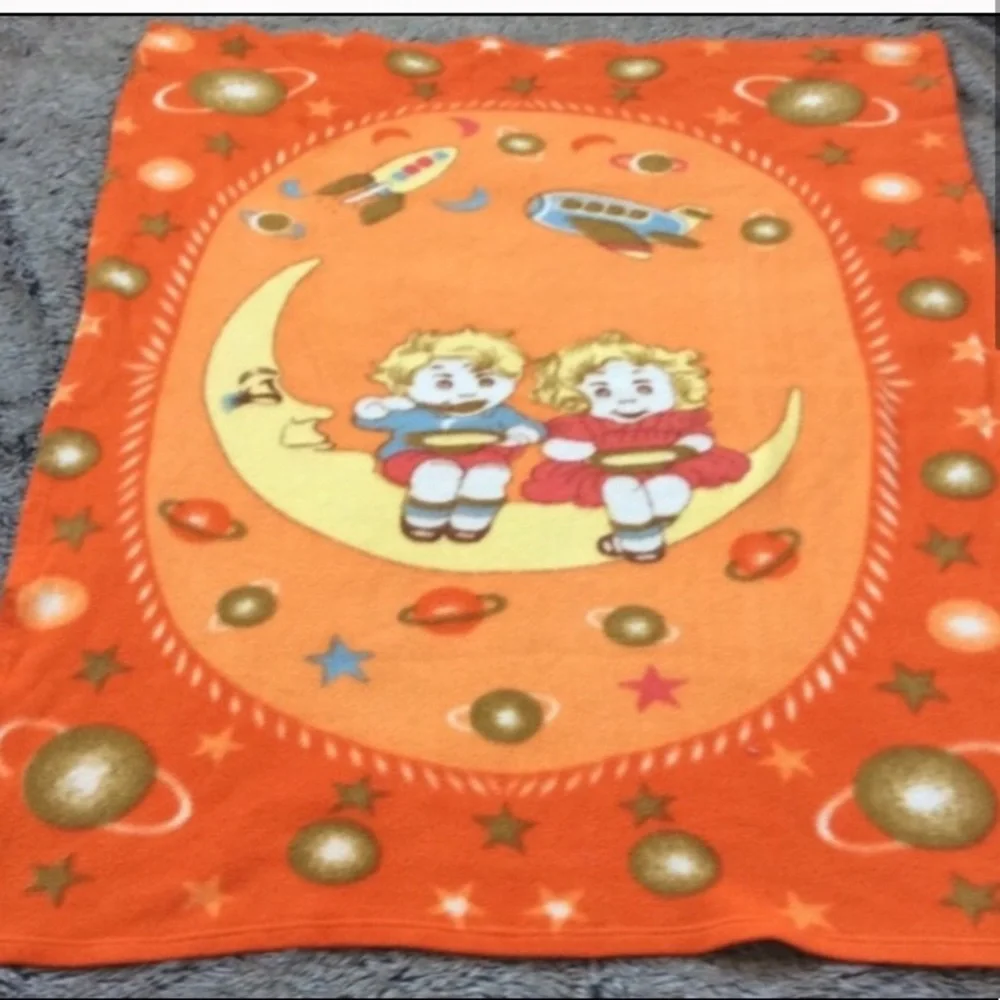 Orange color Kid’s Fleece blanket throw size 53” * 45”